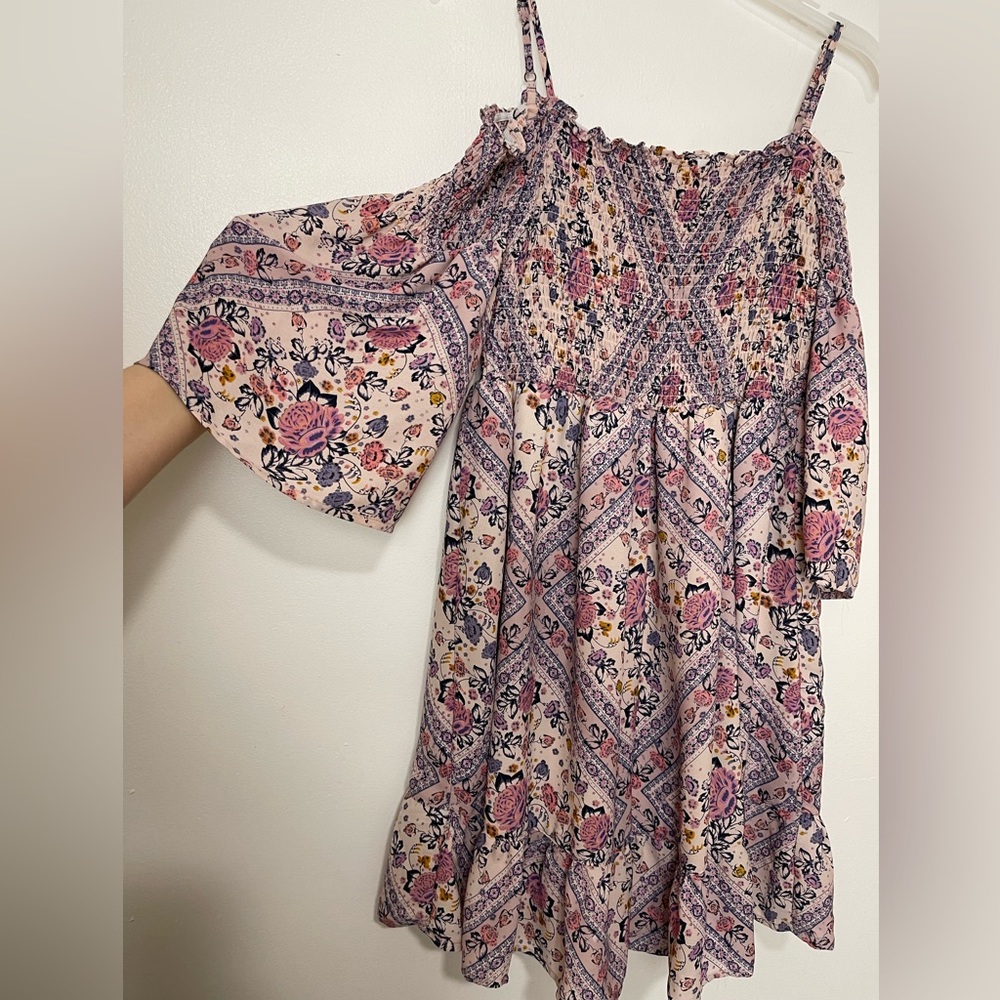 Mason & Belle Smocked off Shoulders Chiffon Floral Mini Dress Size XL - Picture 5 of 12